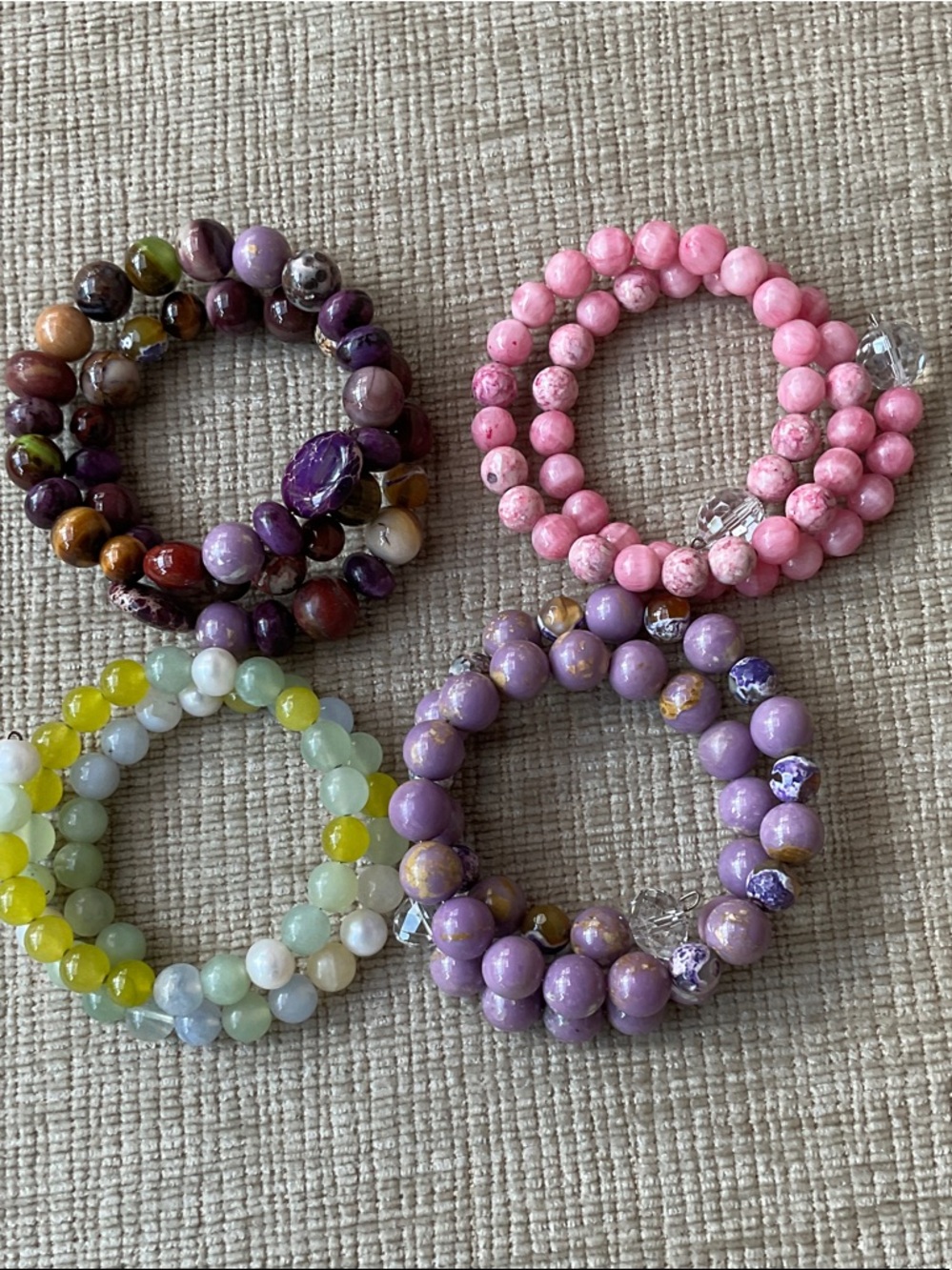 Four memory wire bracelets